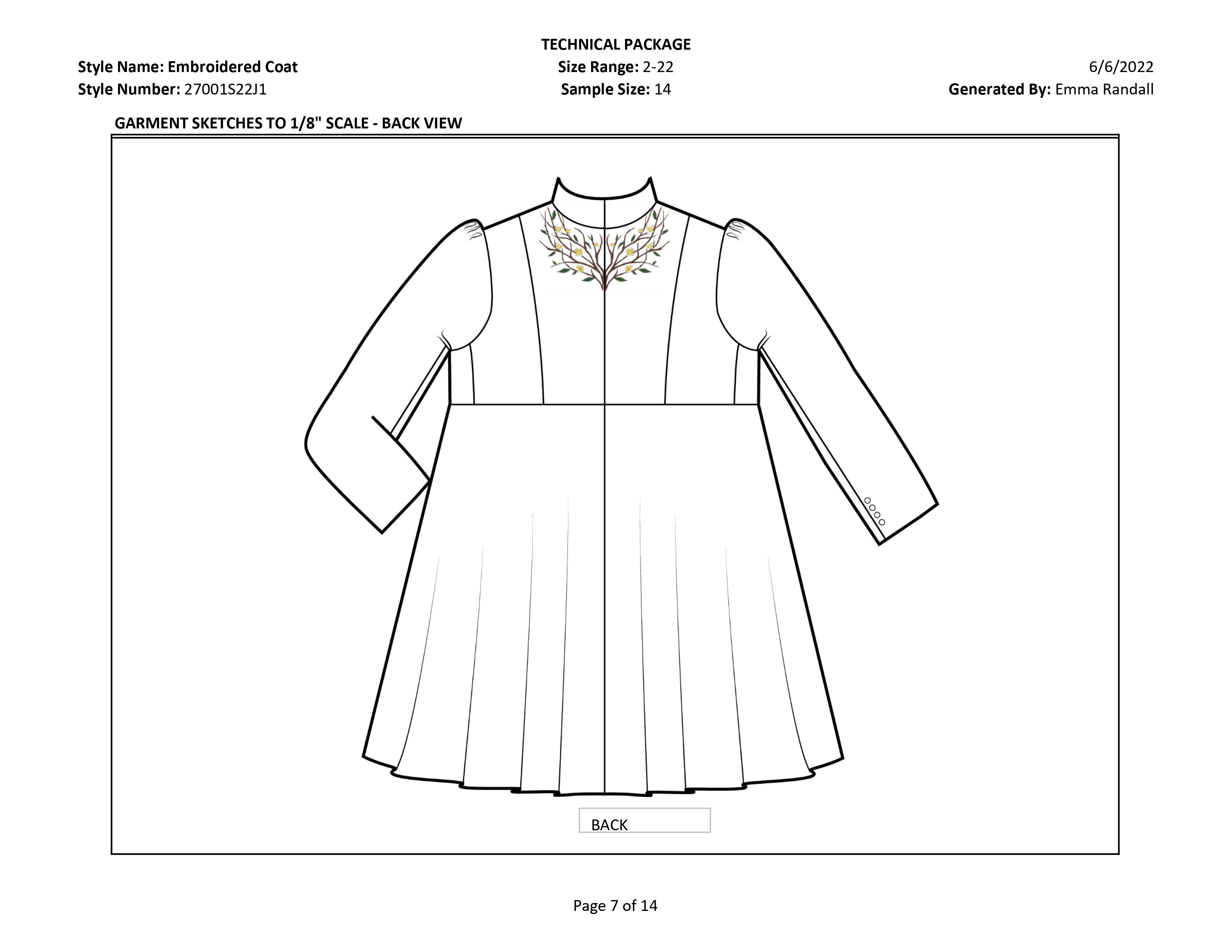 Embroidered Coat tech pack page 7