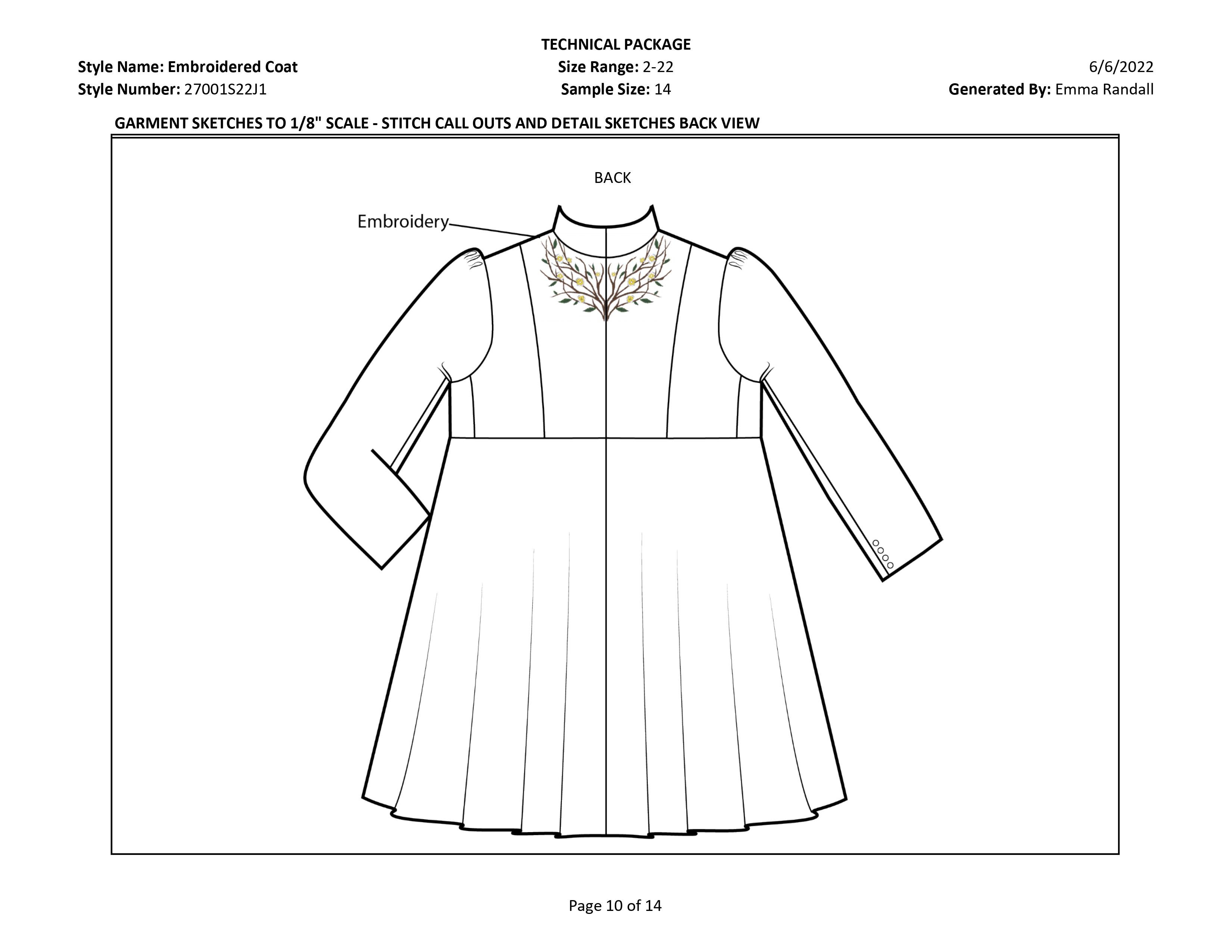 Embroidered Coat tech pack page 10