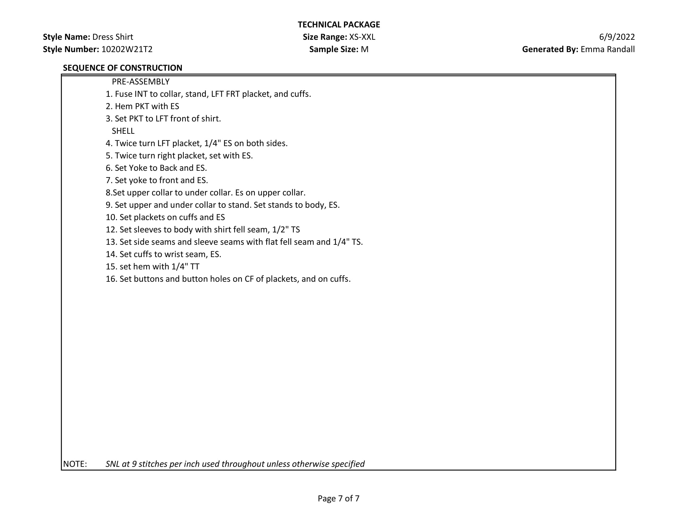 Dress shirt tech pack page 7
