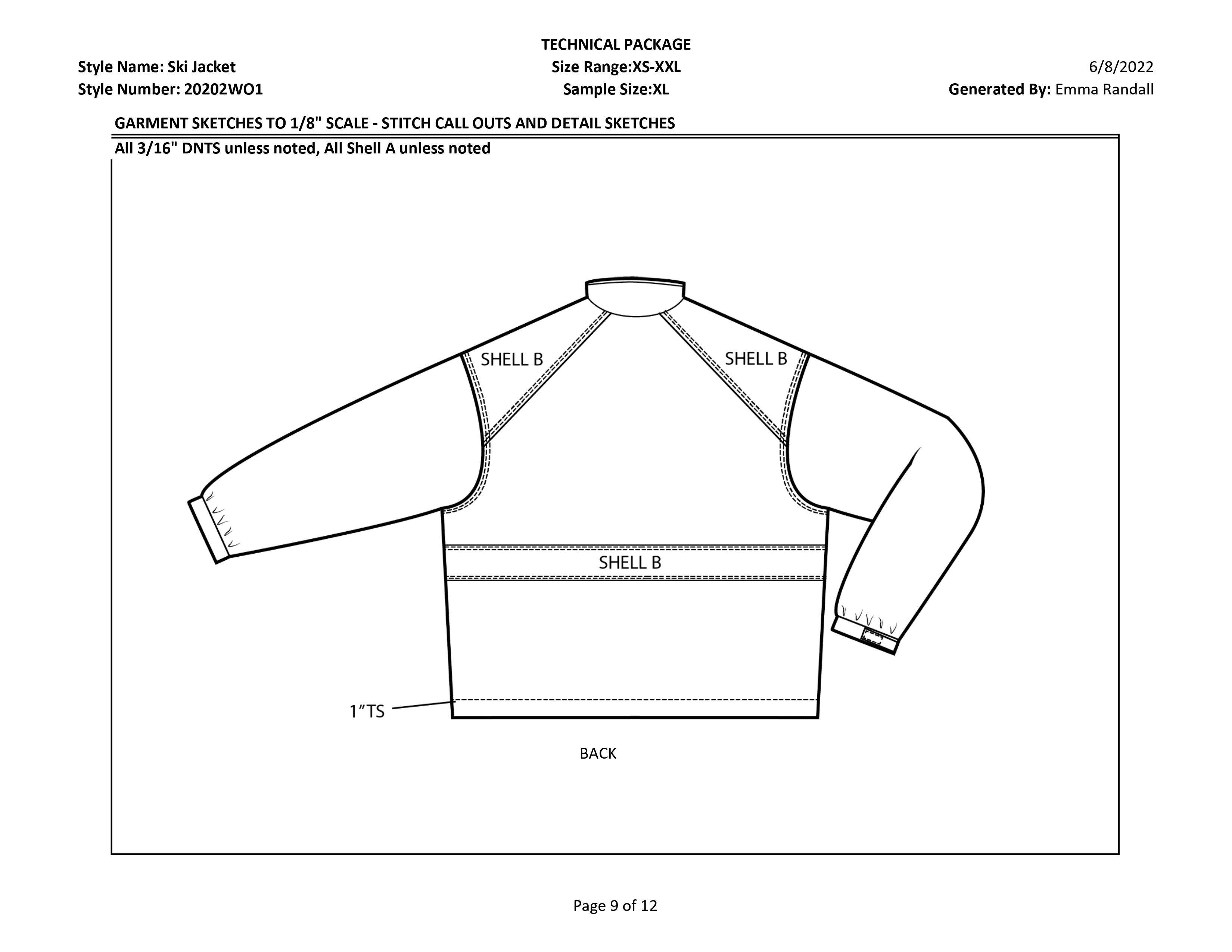 Ski Jacket tech pack page 9
